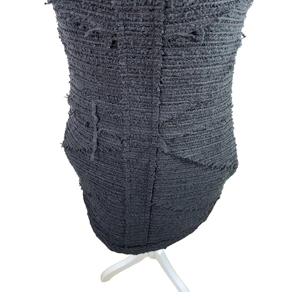 G. Label by Goop Black Fringe Short Sleeve Tweed Dress Pockets Sz 2 - Picture 6 of 12